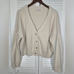 Sincerely Jules Beige Cropped Long Sleeve Button Up Cardigan Sz XL